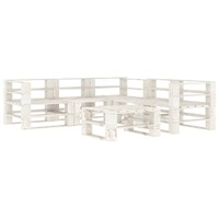  6 Piece Garden Pallet Lounge Set Wood White