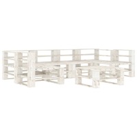  7 Piece Garden Pallet Lounge Set Wood White