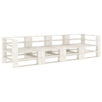  Garden Pallet Sofa White 4-Seater Wood