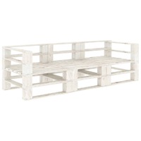  Garden Pallet Sofa White 3-Seater Wood