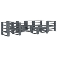  7 Piece Garden Pallet Lounge Set Wood Grey