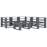  6 Piece Garden Pallet Lounge Set Wood Grey