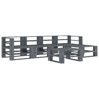  6 Piece Garden Pallet Lounge Set Wood Grey