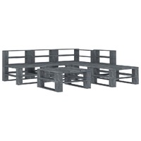  6 Piece Garden Pallet Lounge Set Wood Grey