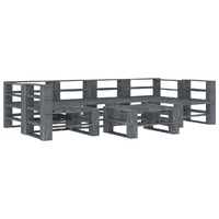  7 Piece Garden Pallet Lounge Set Wood Grey