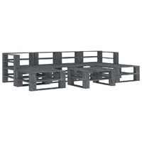  7 Piece Garden Pallet Lounge Set Wood Grey