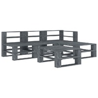  5 Piece Garden Pallet Lounge Set Wood Grey