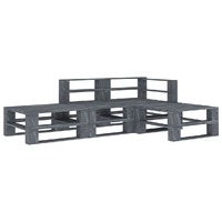  4 Piece Garden Pallet Lounge Set Wood Grey