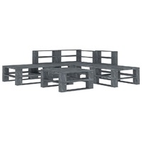  6 Piece Garden Pallet Lounge Set Wood Grey