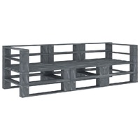  Garden Pallet Sofa Grey 3-Seater Wood
