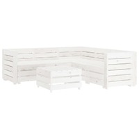  6 Piece Garden Lounge Set Pallets Wood White