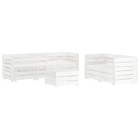  6 Piece Garden Lounge Set Pallets Wood White