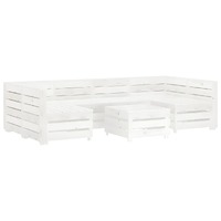  7 Piece Garden Lounge Set Pallets Wood White