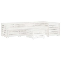 6 Piece Garden Pallet Lounge Set Wood White
