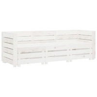  Garden 3-Seater Pallet Sofa Wood White