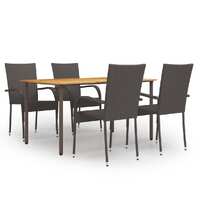  5 Piece Garden Dining Set Poly Rattan Brown
