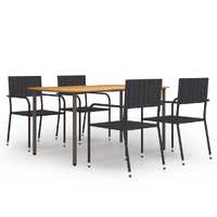  5 Piece Garden Dining Set Poly Rattan Black