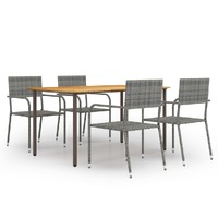  5 Piece Garden Dining Set Poly Rattan Anthracite