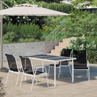  5 Piece Outdoor Dining Set Steel Black