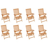  Reclining Garden Chairs 8 pcs Solid Teak Wood