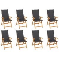  Reclining Garden Chairs with Cushions 8 pcs Solid Teak Wood