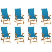  Reclining Garden Chairs with Cushions 8 pcs Solid Teak Wood