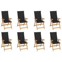  Reclining Garden Chairs with Cushions 8 pcs Solid Teak Wood
