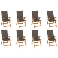  Reclining Garden Chairs with Cushions 8 pcs Solid Teak Wood