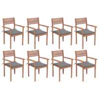  Stackable Garden Chairs with Cushions 8 pcs Solid Teak Wood
