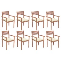  Stackable Garden Chairs with Cushions 8 pcs Solid Teak Wood