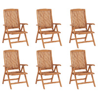  Reclining Garden Chairs 6 pcs Solid Teak Wood