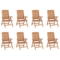  Reclining Garden Chairs 8 pcs Solid Teak Wood
