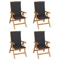  Reclining Garden Chairs with Cushions 4 pcs Solid Teak Wood