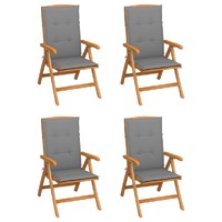  Reclining Garden Chairs with Cushions 4 pcs Solid Teak Wood
