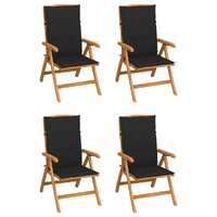  Reclining Garden Chairs with Cushions 4 pcs Solid Teak Wood
