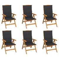  Reclining Garden Chairs with Cushions 6 pcs Solid Teak Wood