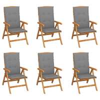  Reclining Garden Chairs with Cushions 6 pcs Solid Teak Wood