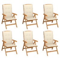  Reclining Garden Chairs with Cushions 6 pcs Solid Teak Wood