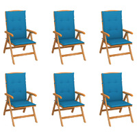  Reclining Garden Chairs with Cushions 6 pcs Solid Teak Wood