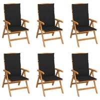  Reclining Garden Chairs with Cushions 6 pcs Solid Teak Wood
