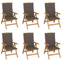  Reclining Garden Chairs with Cushions 6 pcs Solid Teak Wood