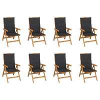  Reclining Garden Chairs with Cushions 8 pcs Solid Teak Wood