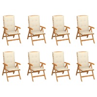  Reclining Garden Chairs with Cushions 8 pcs Solid Teak Wood
