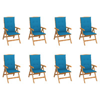  Reclining Garden Chairs with Cushions 8 pcs Solid Teak Wood