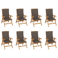  Reclining Garden Chairs with Cushions 8 pcs Solid Teak Wood