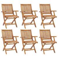  Folding Garden Chairs 6 pcs Solid Teak Wood