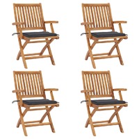  Folding Garden Chairs with Cushions 4 pcs Solid Teak Wood
