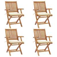  Folding Garden Chairs with Cushions 4 pcs Solid Teak Wood