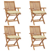  Folding Garden Chairs with Cushions 4 pcs Solid Teak Wood