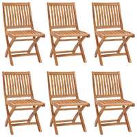  Folding Garden Chairs 6 pcs Solid Teak Wood